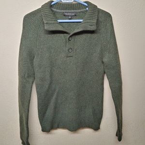 Small Green Wool Banana Republic Button-Up Sweater